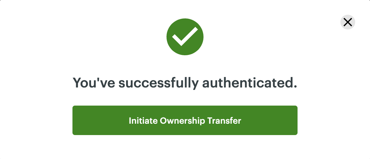 Initiate Ownership Transfer pop-up