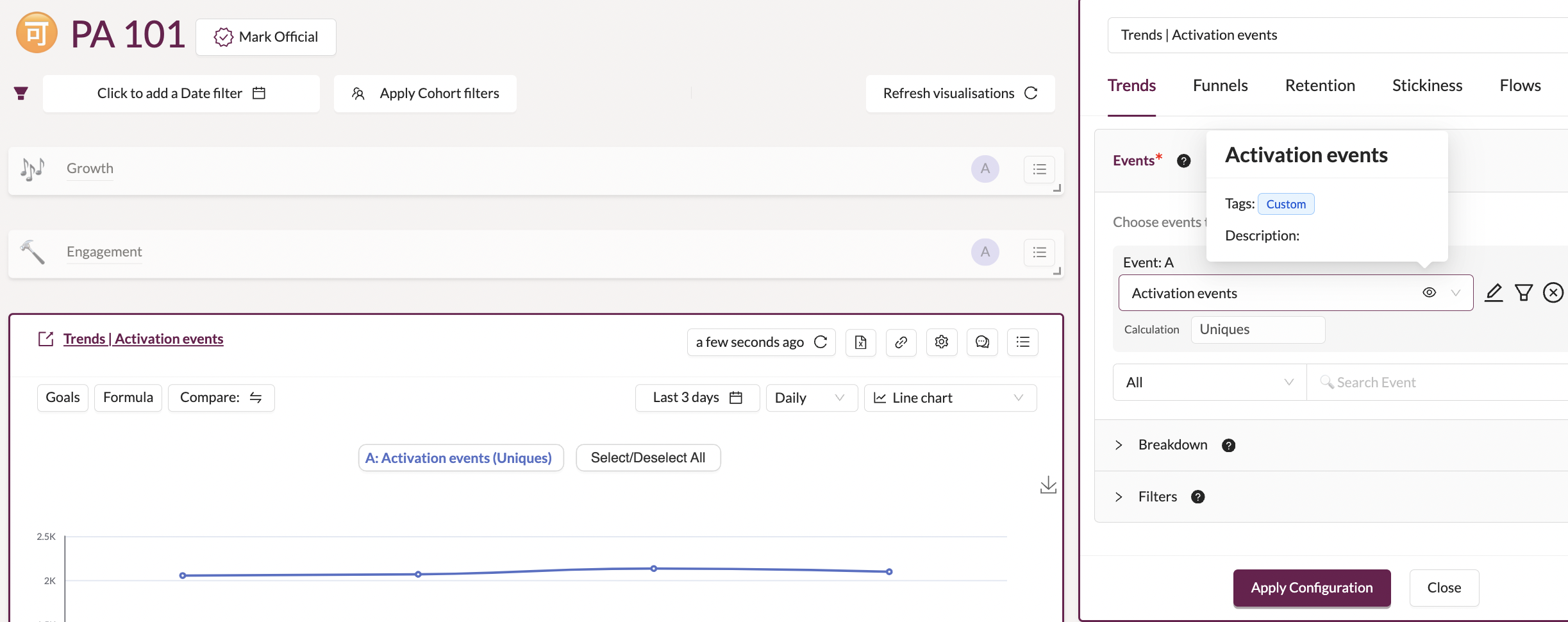 Use Custom Events in visualizations