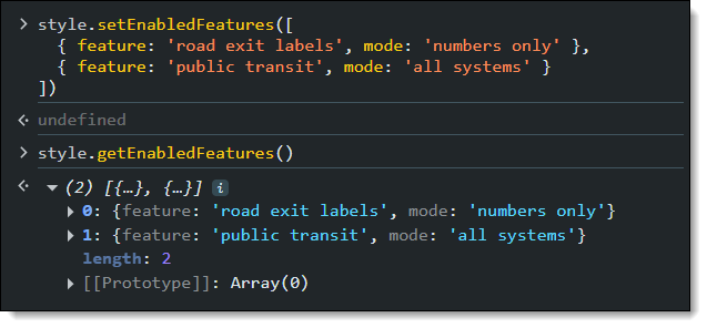 Displaying the modified feature modes