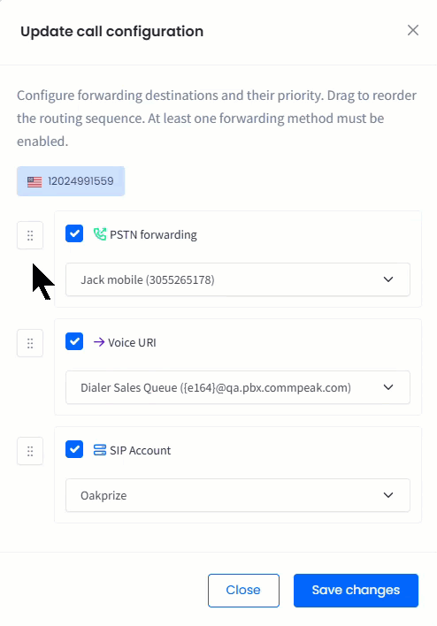 Reordering the priority of the forwarding destinations