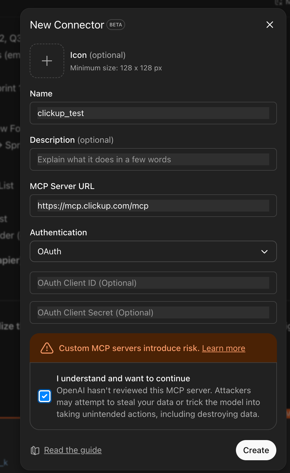 Screenshot of the option to add a Connector.