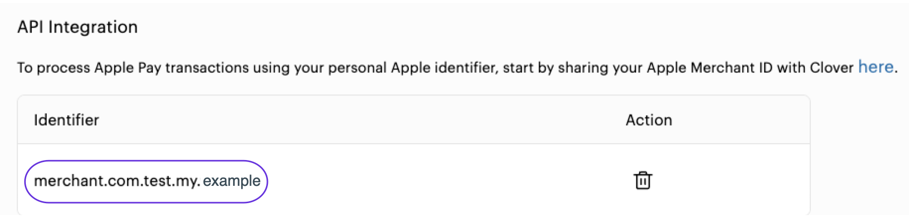 Ecommerce Payments > API Integration section > Apple Pay merchant ID