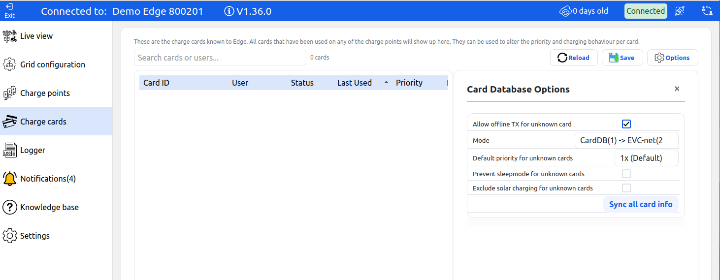 Card database options