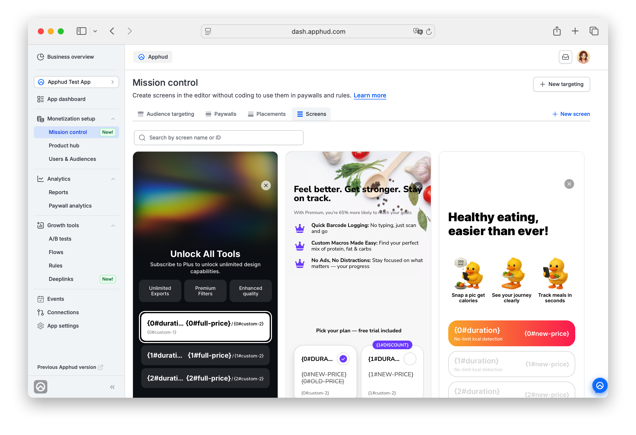 Mission Control - Paywall Screens List