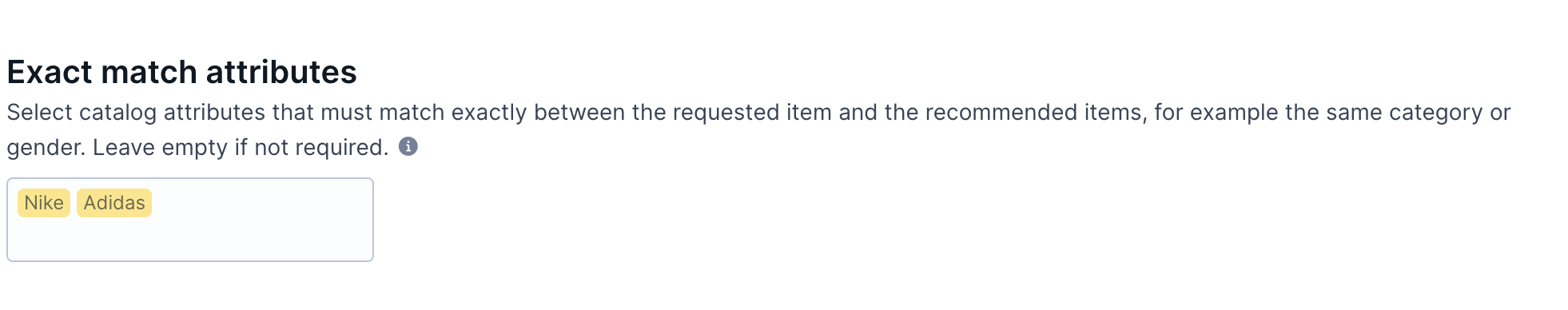 Exact match attributes example
