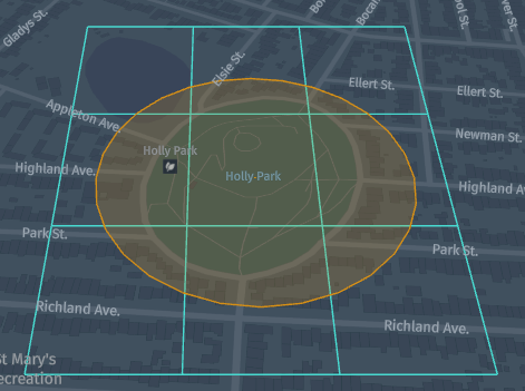 Tiles that cover Holly Park in San Francisco.