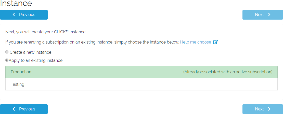 Instance selection form