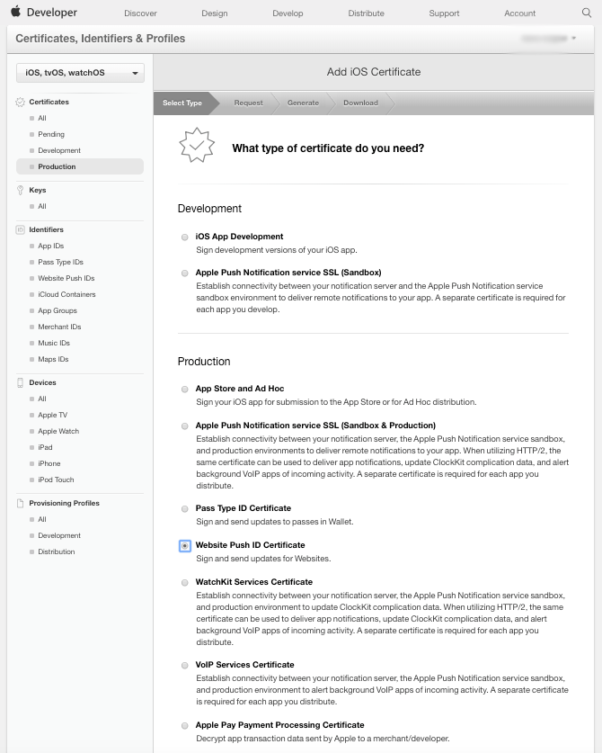 Certificate development
