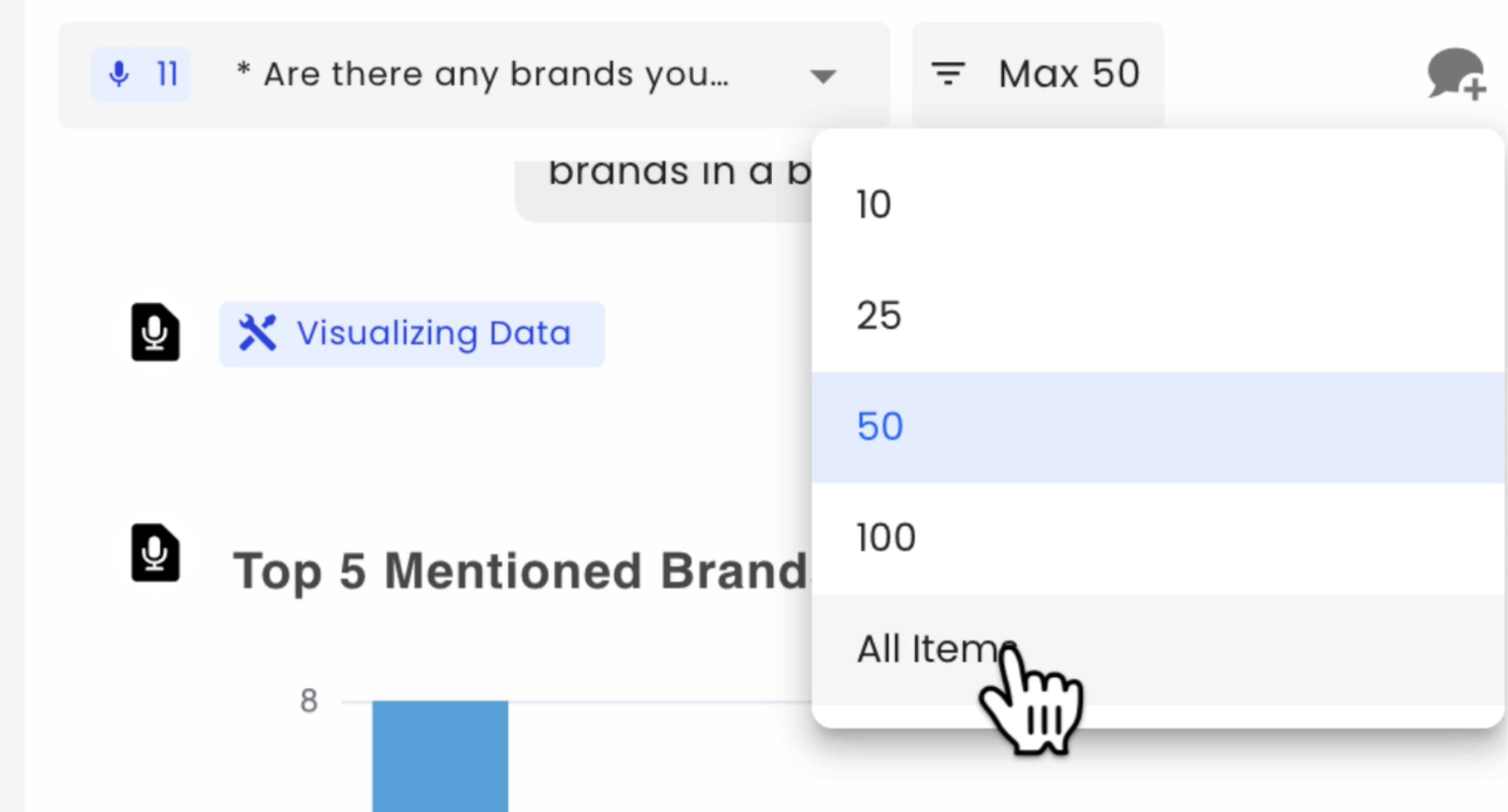 Data scope sizing selector