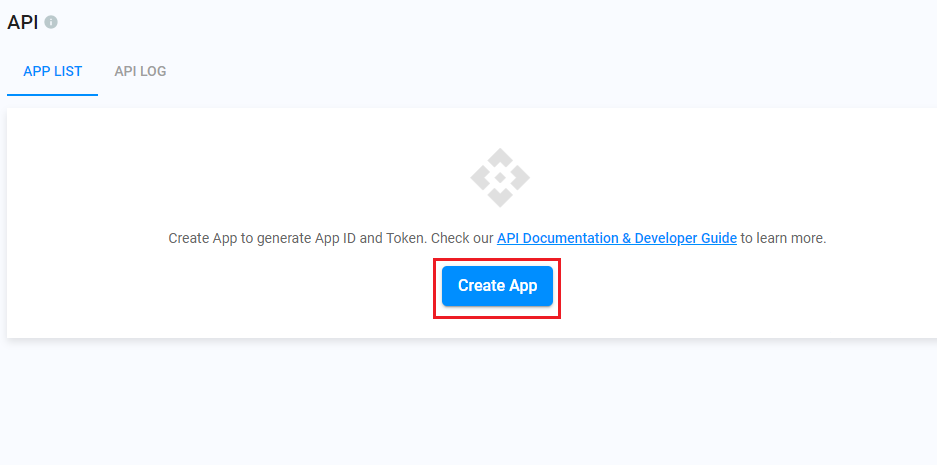 Create an App on the API page