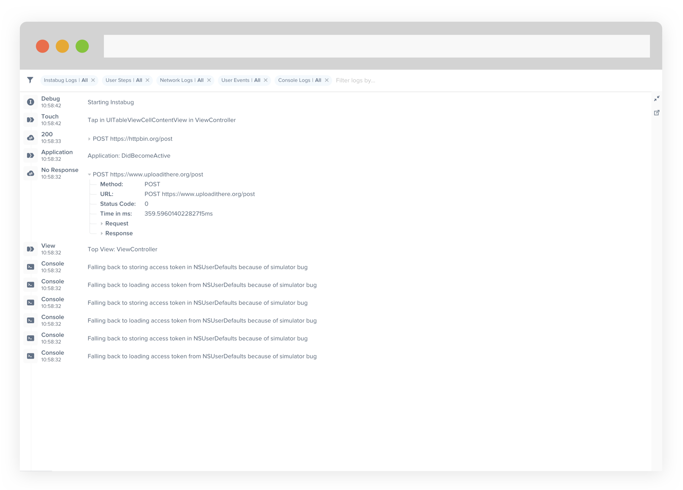 An example of the expanded logs view from your dashboard.