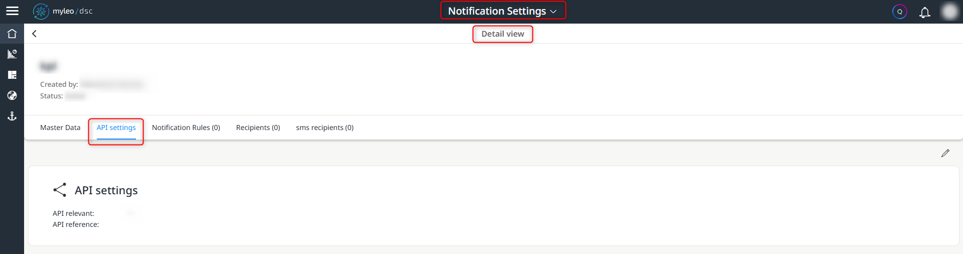 ‘API settings’ tab in the Notification Settings app