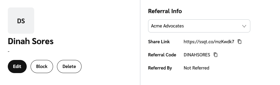 Russel Sprout is shown to be referred by Dinah Soares