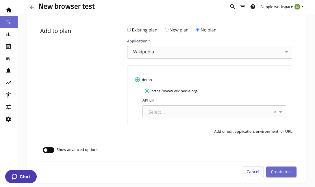 new browser test form