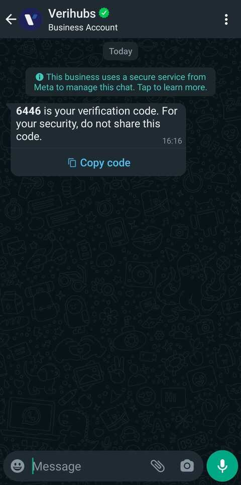Copy Code Preview on WhatsApp App