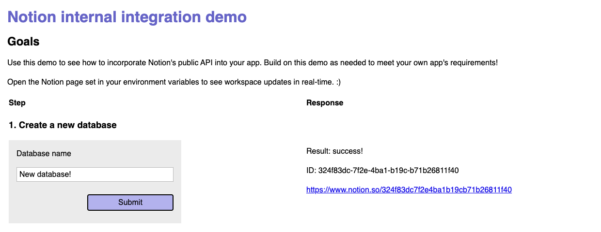 Demo web app that creates new databases in your Notion workspace.