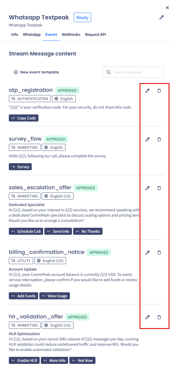 Screenshot with editing template