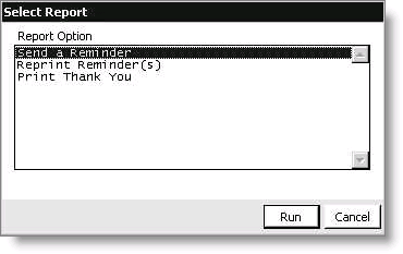 From Fundraising, select Enter and edit gifts, open or enter a gift or pledge, and click Print