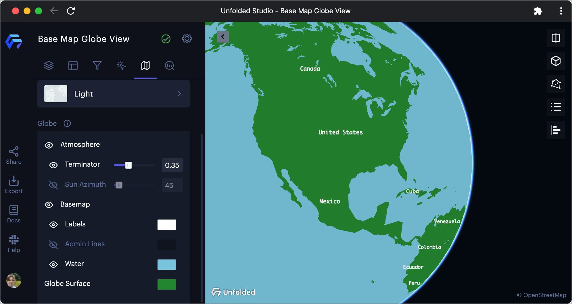 Customized base map in Globe View.