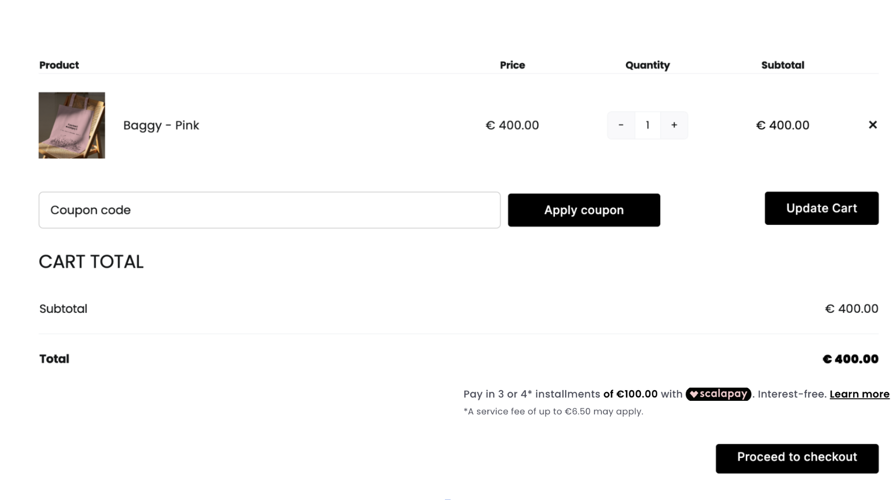 Scalapay on Cart page