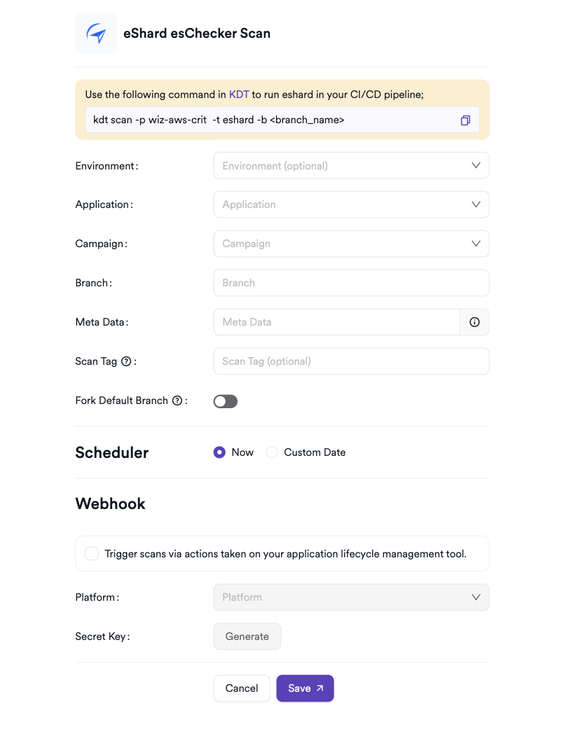 eShard esChecker scan creation