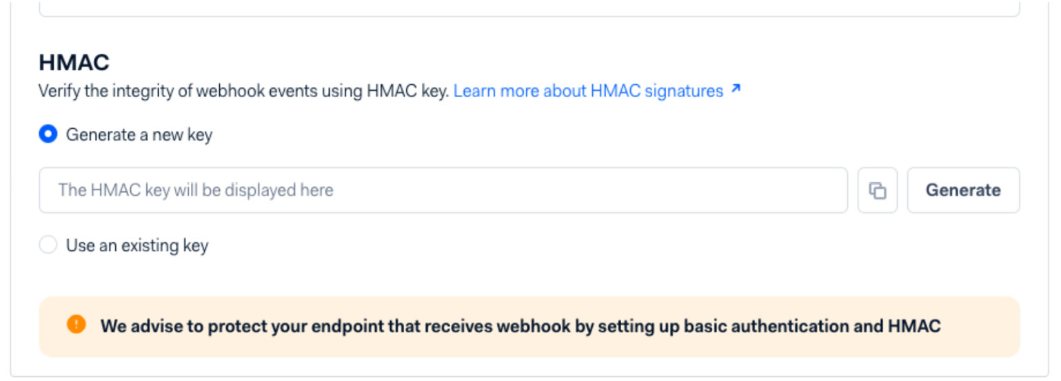 Generating a HMAC key in Adyen