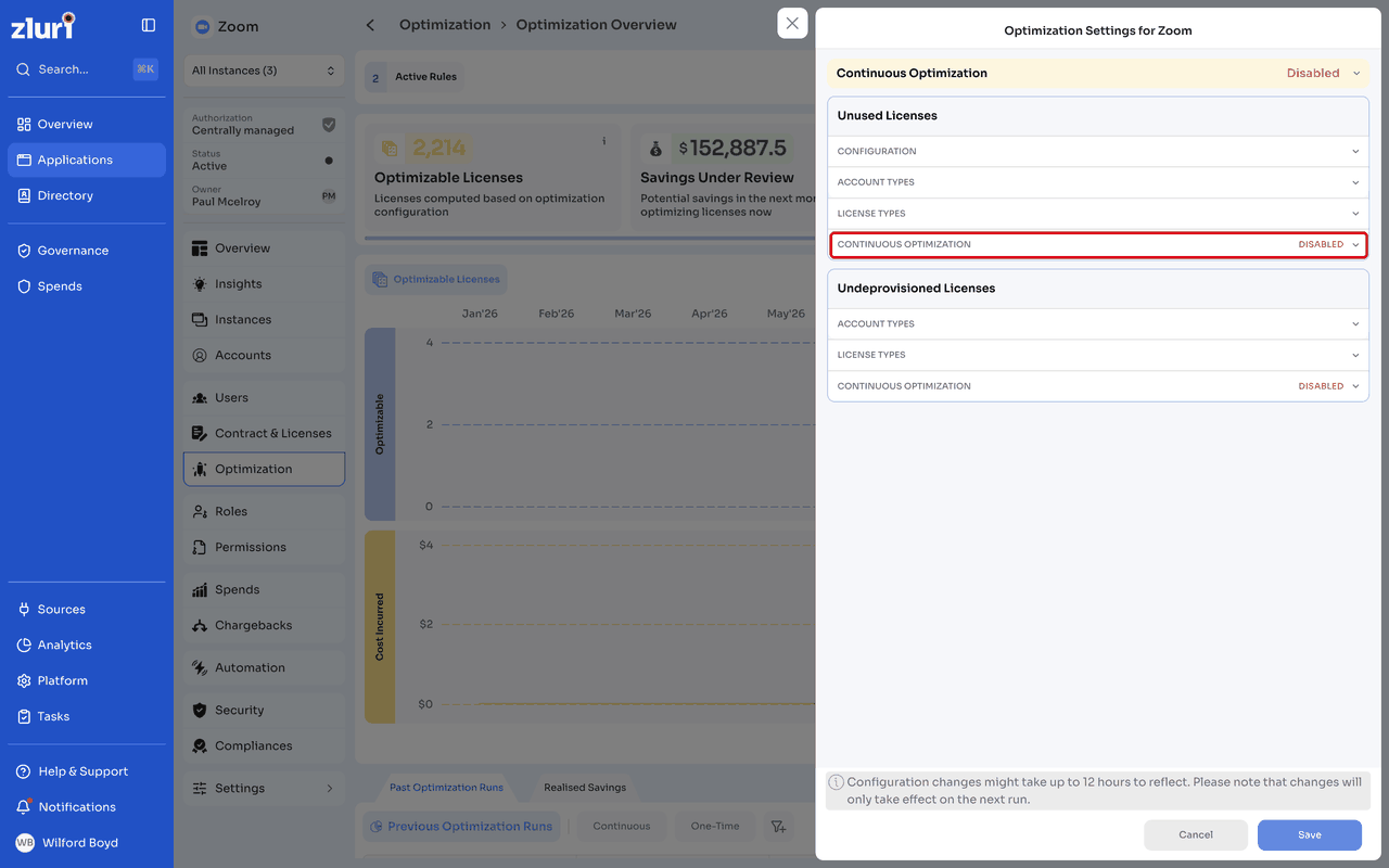 Setting up continuous optimization