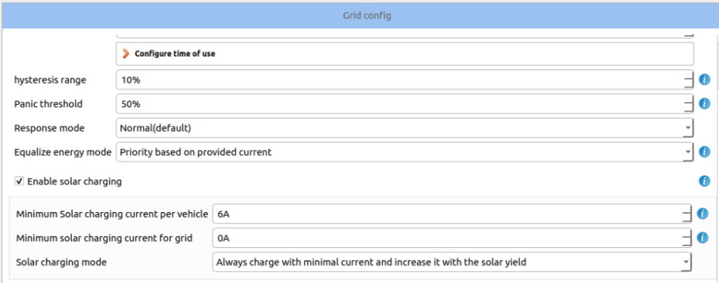 Solar charging settings