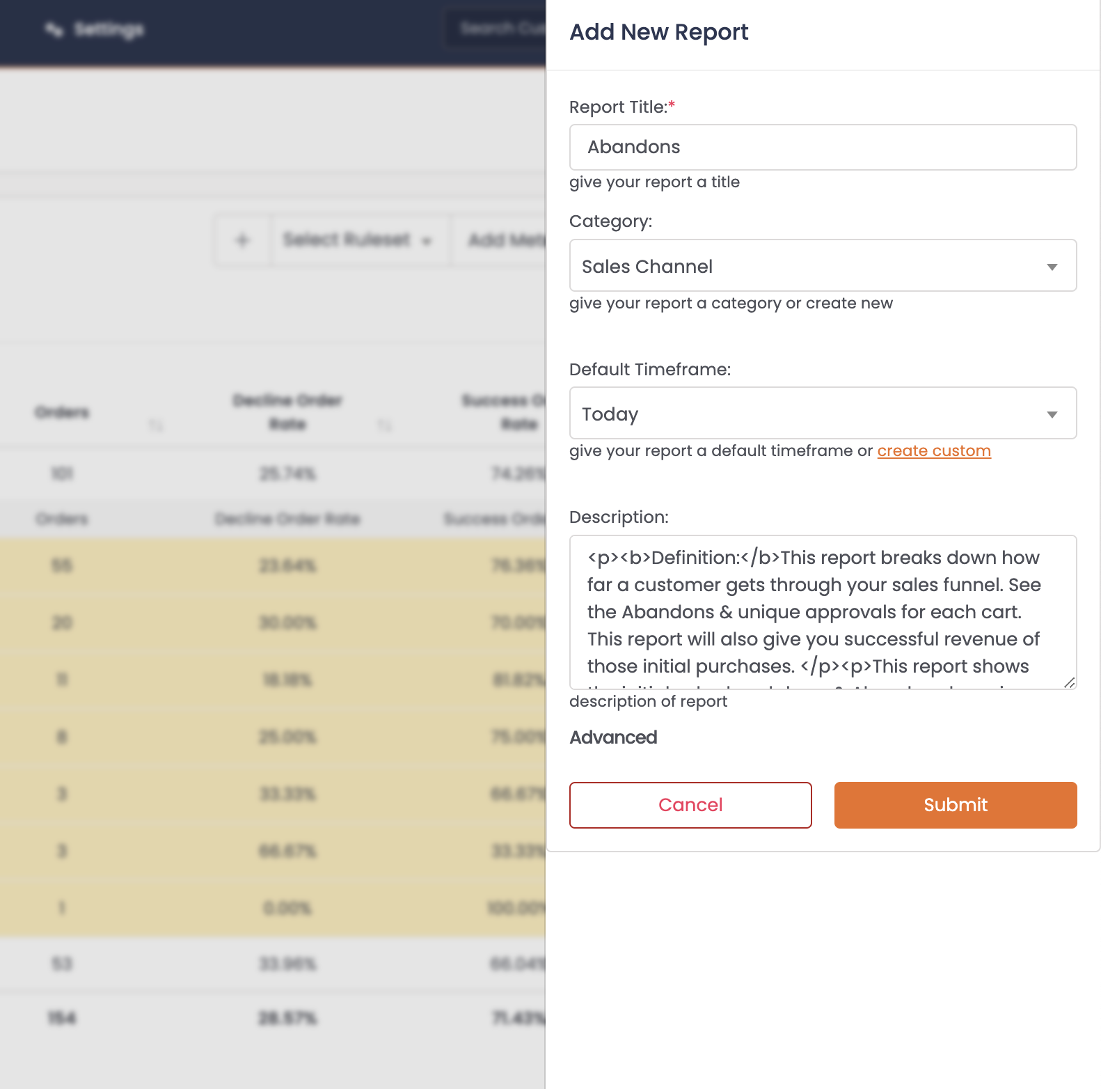 Naming a report and setting a category