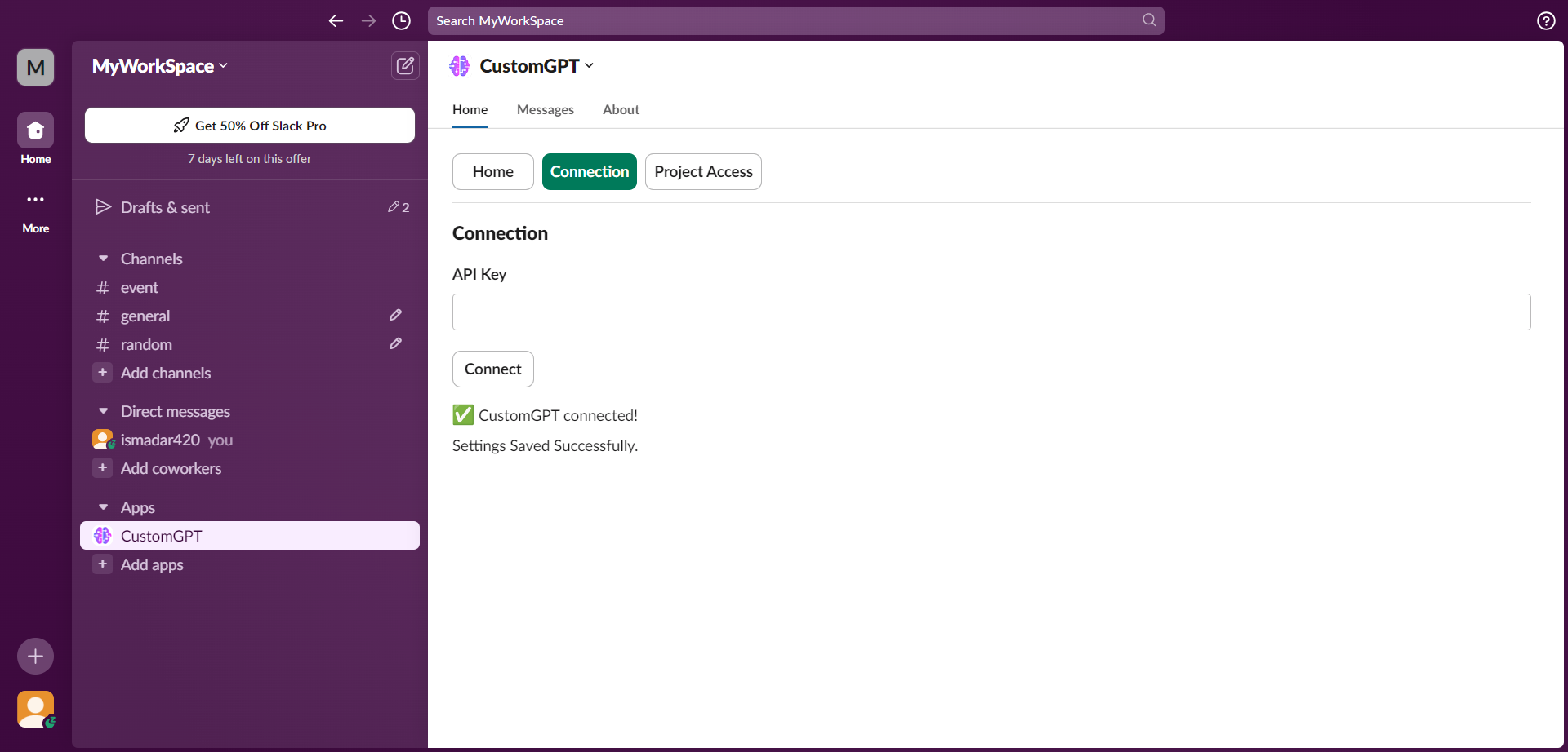 CustomGPT (DM) - MyWorkSpace - Slack