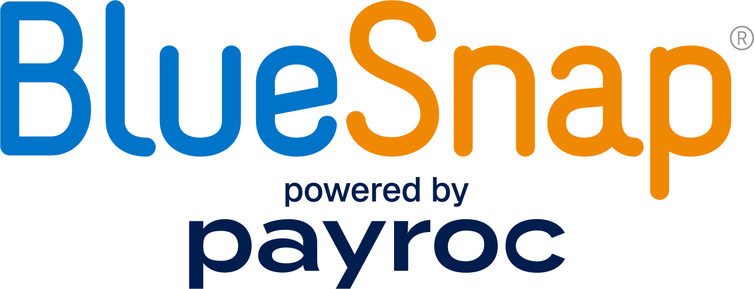 BlueSnap logo, blue and orange letters