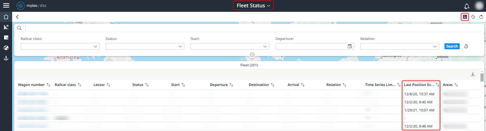 New column ‘Last Position Event’ in the fleet status app