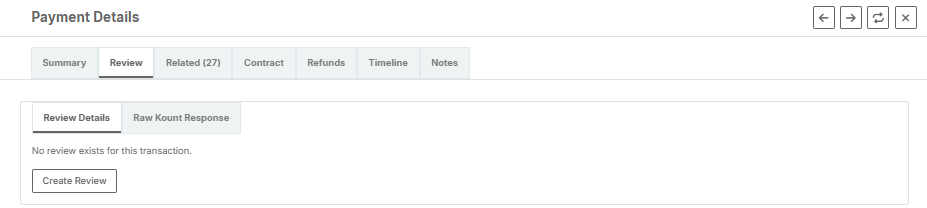 Screenshot of the Payment Details' Review tab