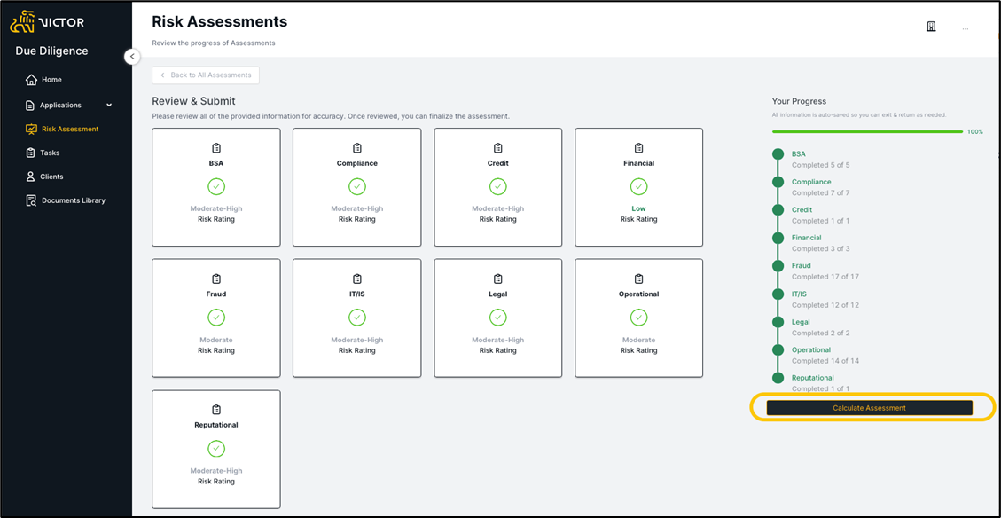 Figure 30. Calculate assessment of completed risk assessment