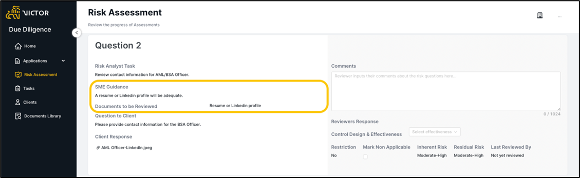 Figure 20. Guidance provided by SME regarding task for reviewer