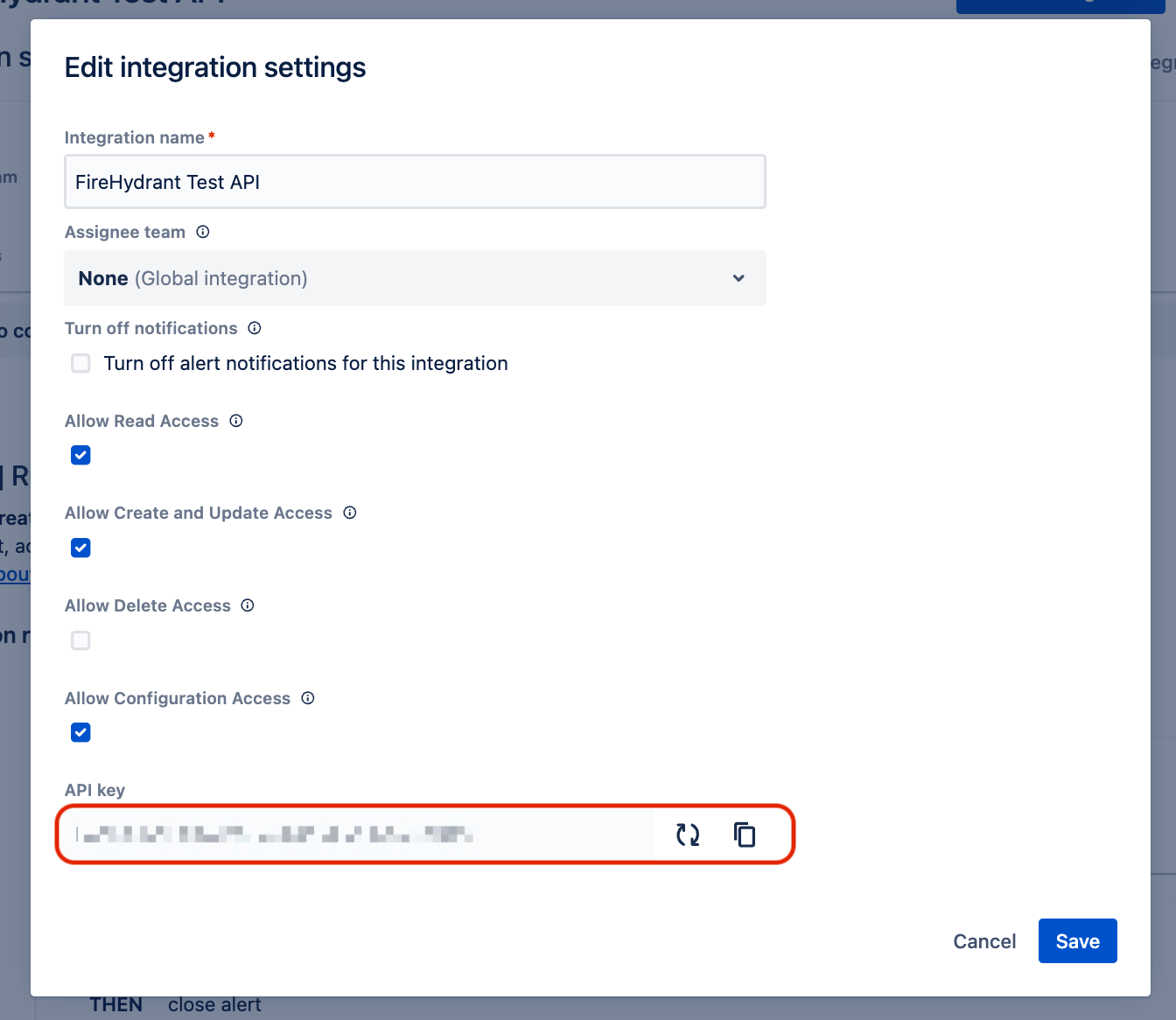 Creating an API key in Opsgenie