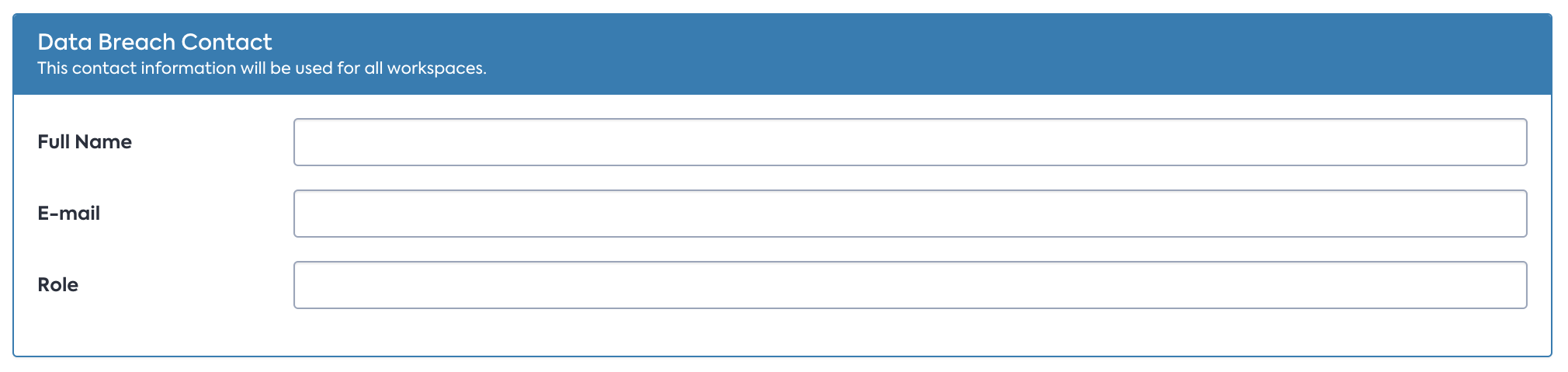 Data Breach Contact Information Fields