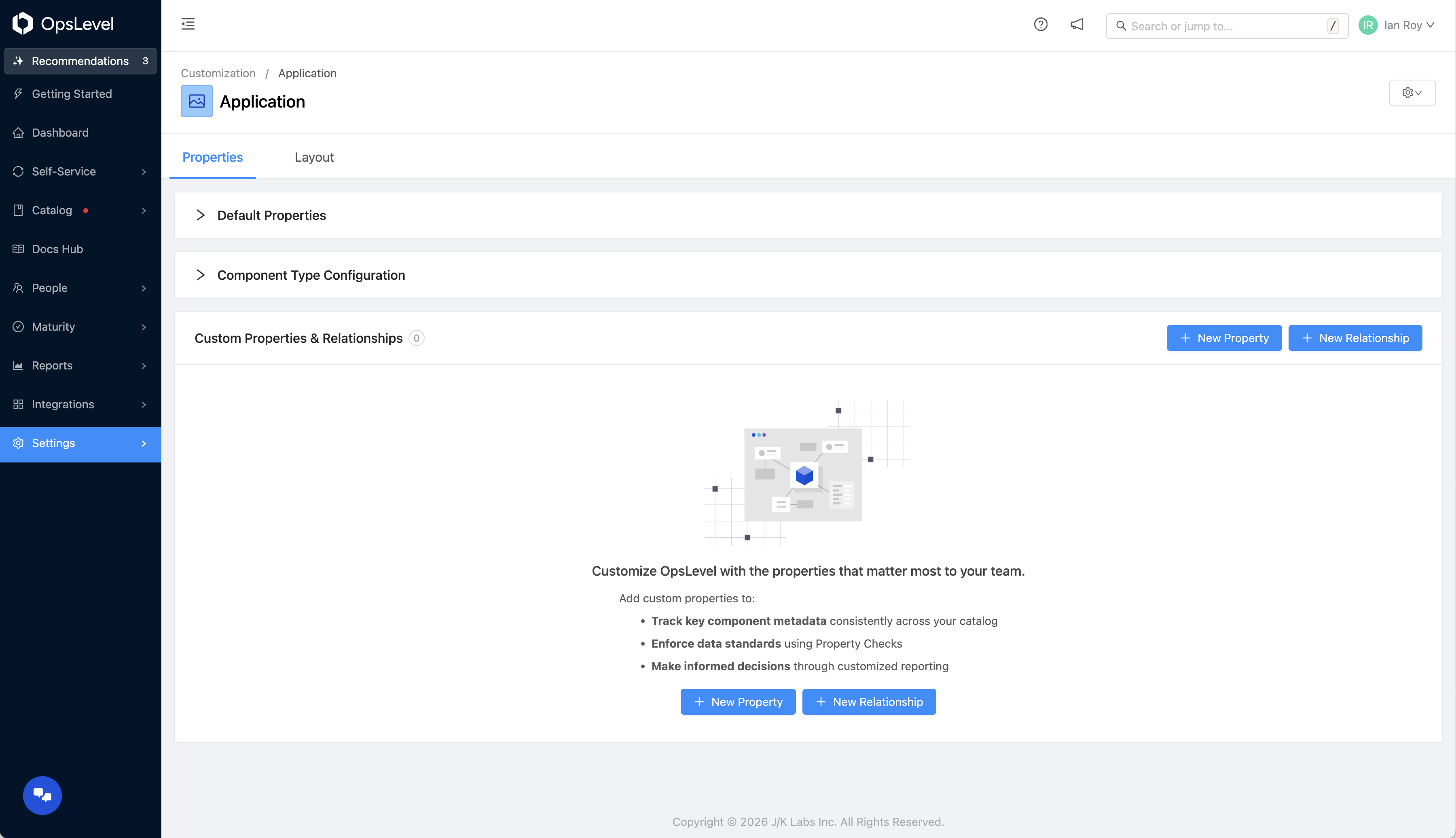 New Application Component Type with no Custom Properties Defined.
