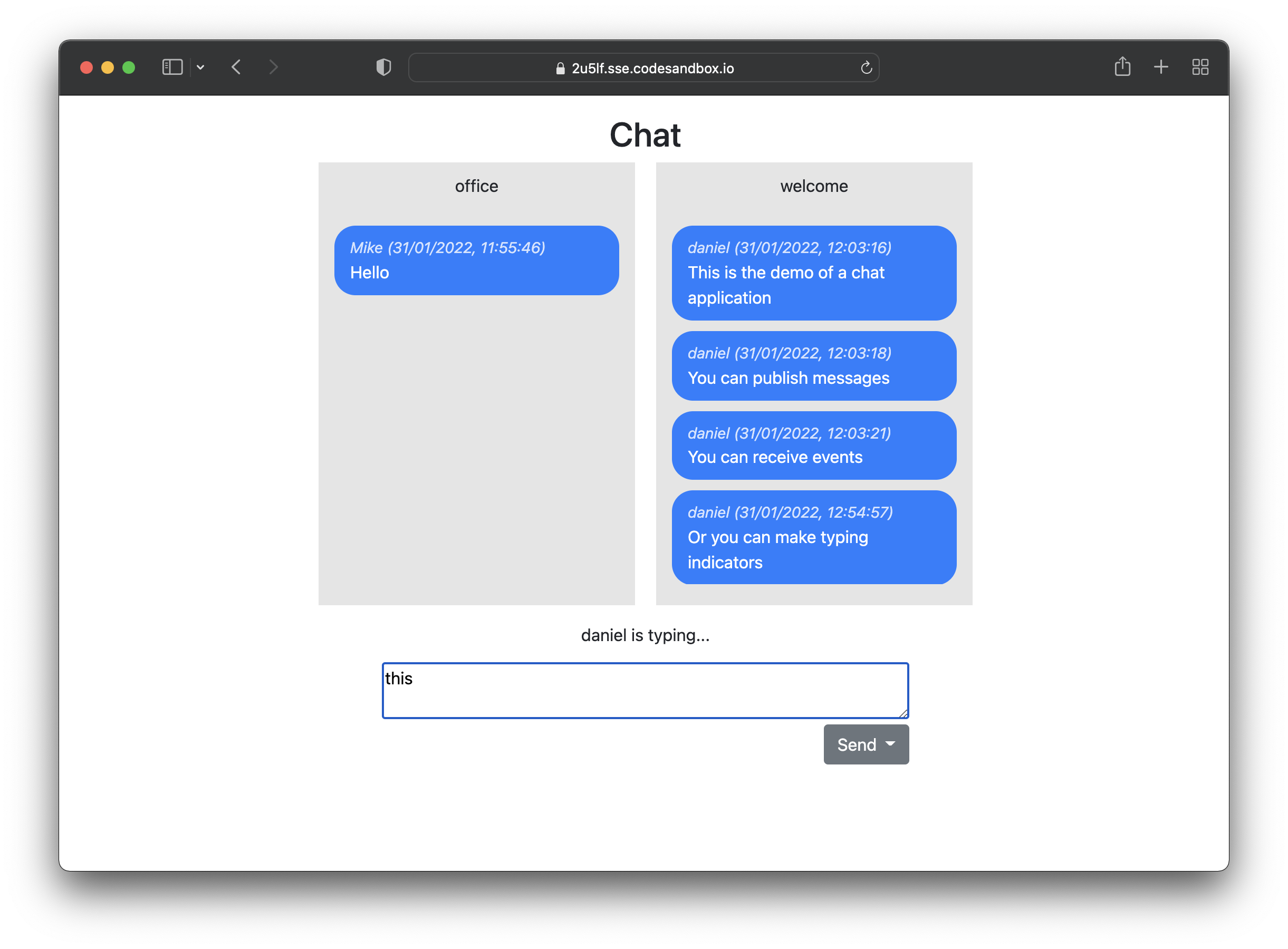 The chat application that we are going to build.