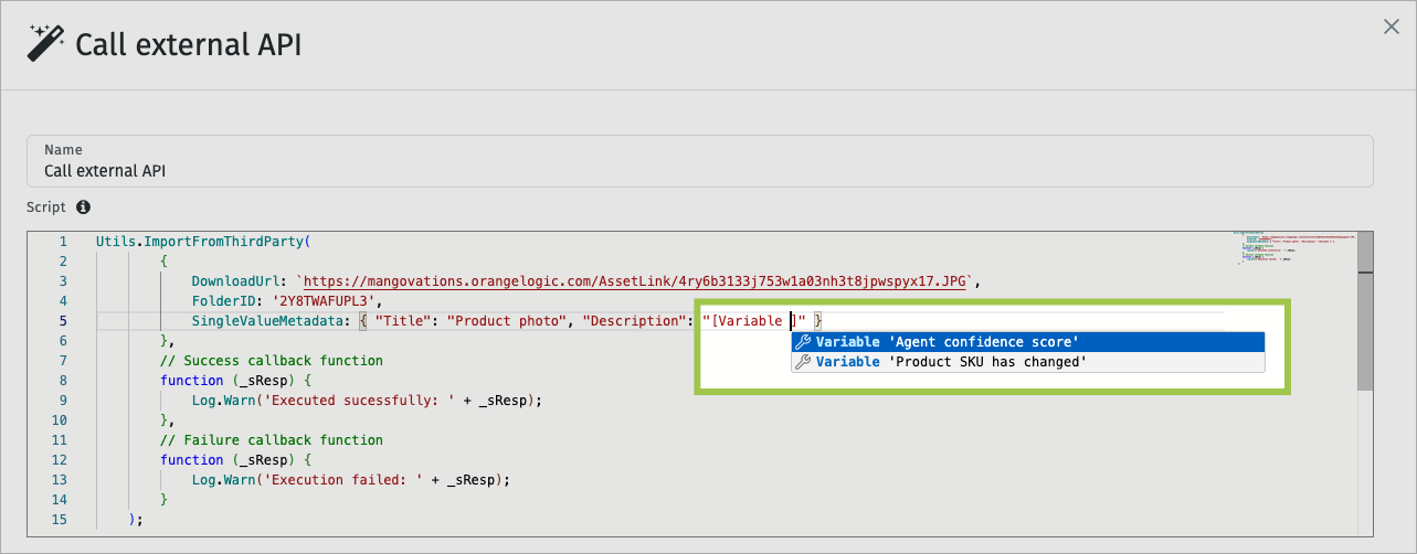 Add a workflow variable to a “Call external API” script