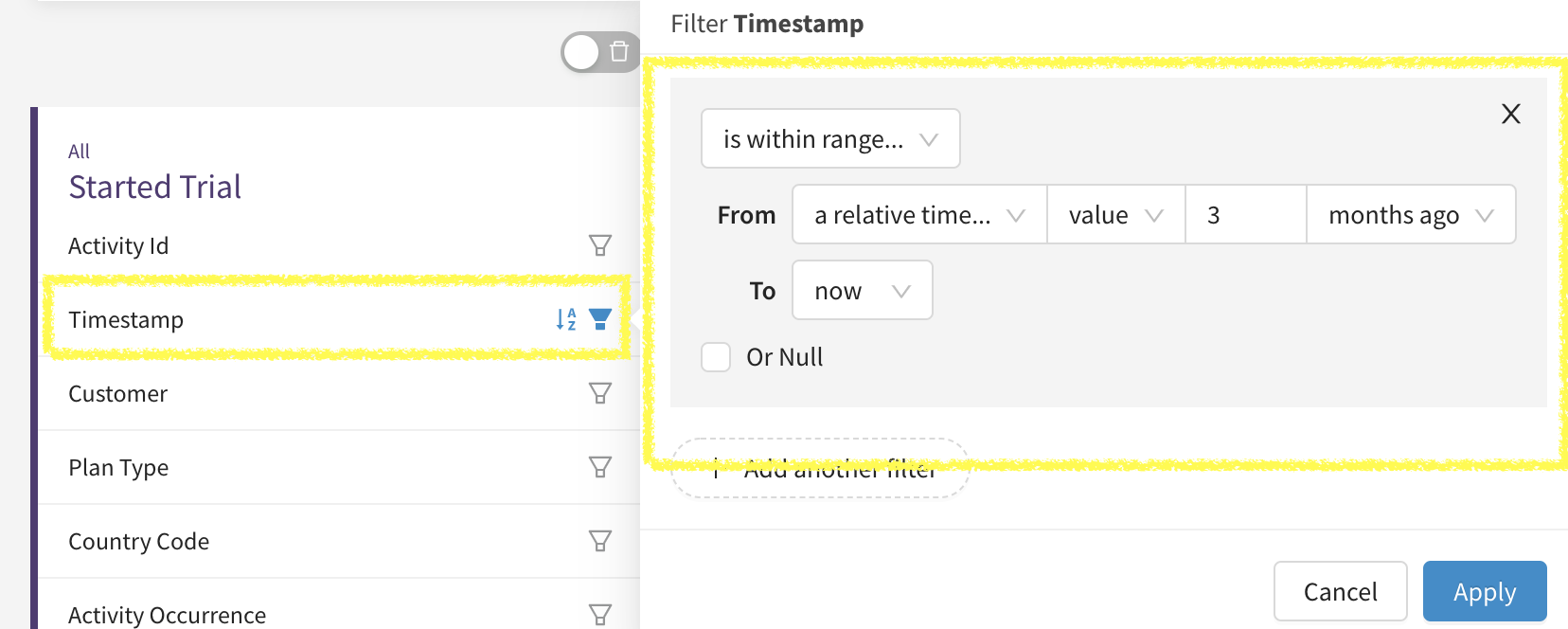 Default Time Filter for Large Datasets