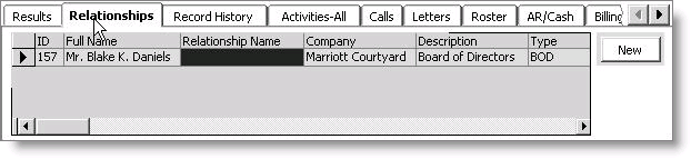 From Customers, select Manage customers, find customer record, and select Relationships tab