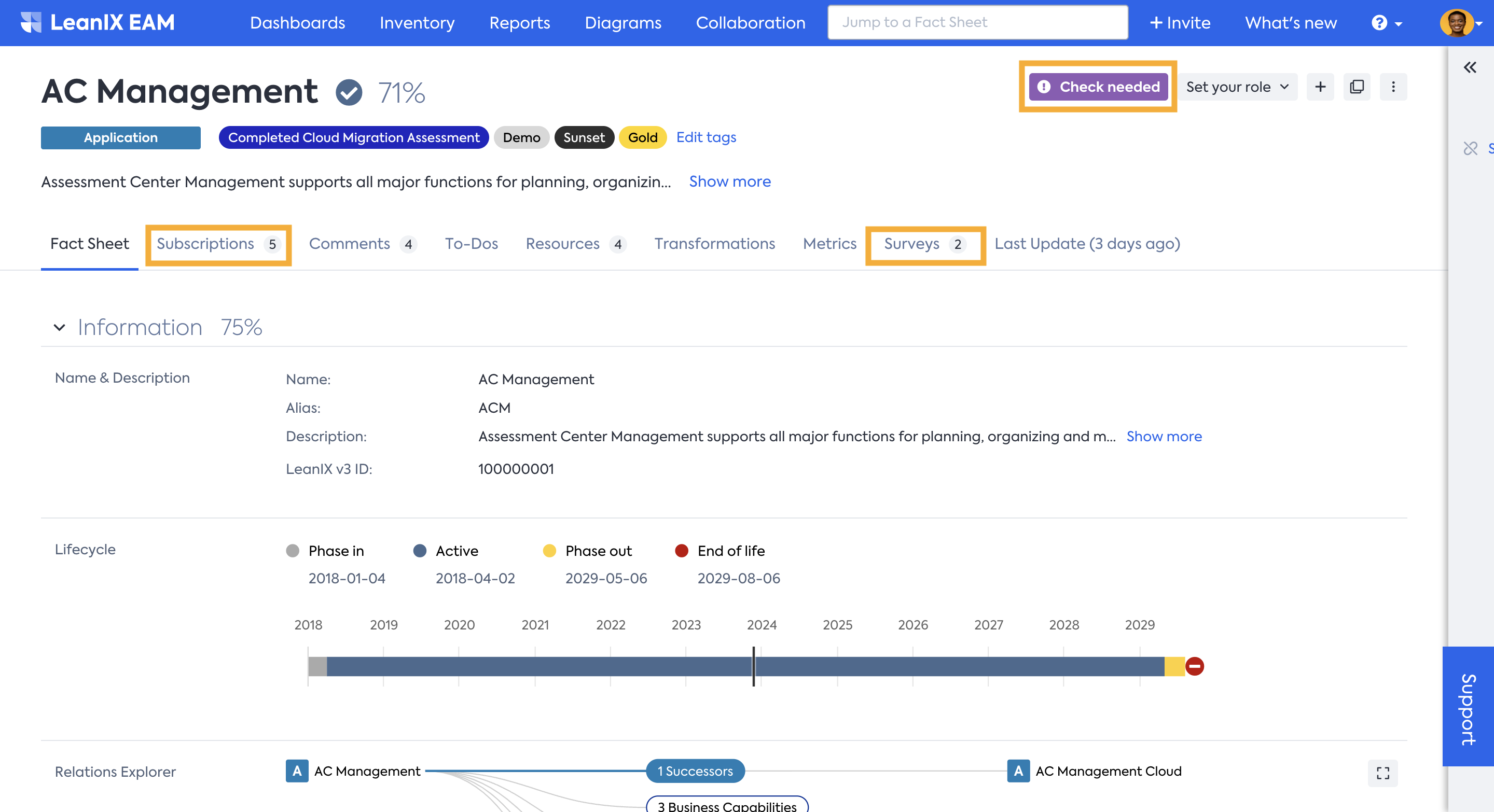 Collaboration features in Fact Sheet