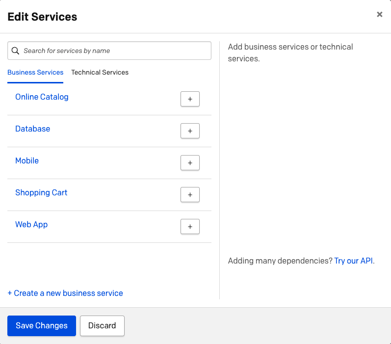 Edit service dependencies