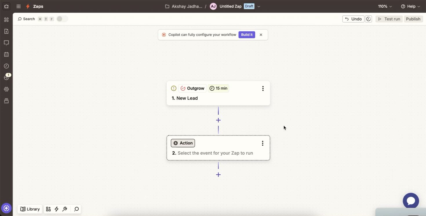 Select the Action for Zap