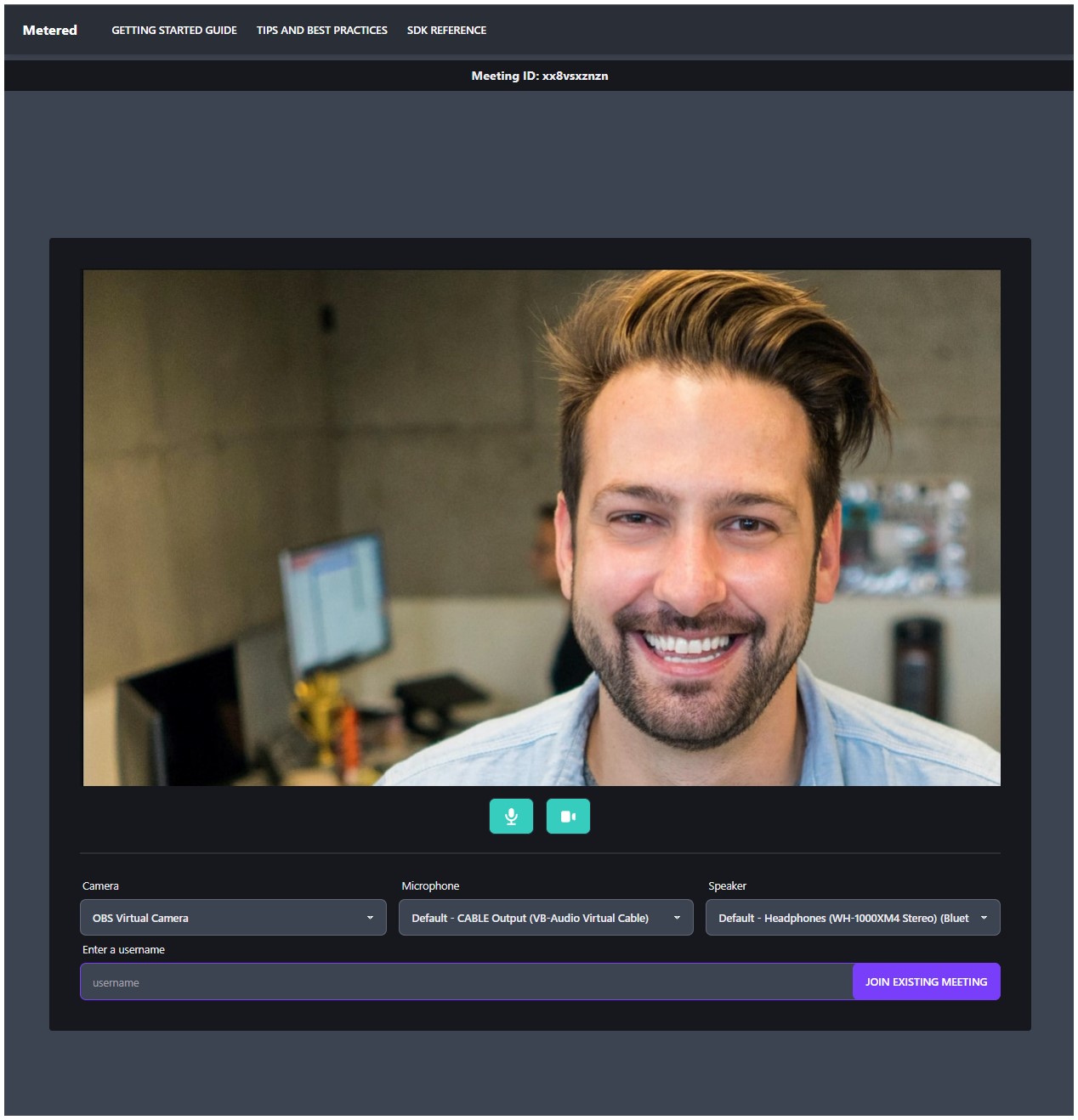 Screenshot 2021-09-30 121459.jpg Metered Group Video Calling Application Waiting Area.