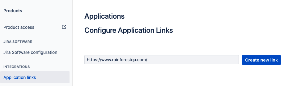 Selecting “Application links.”