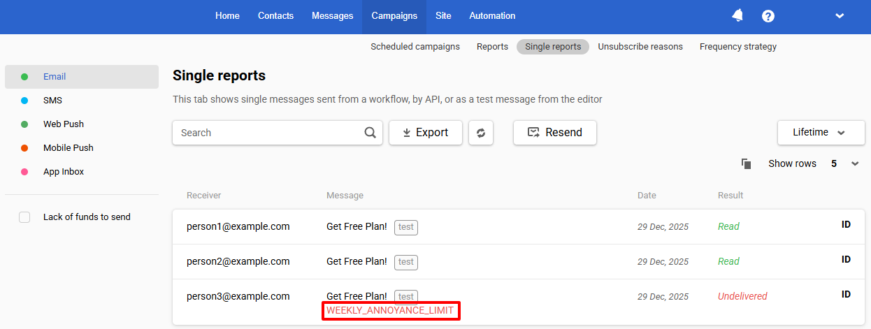 Stops sending messages
