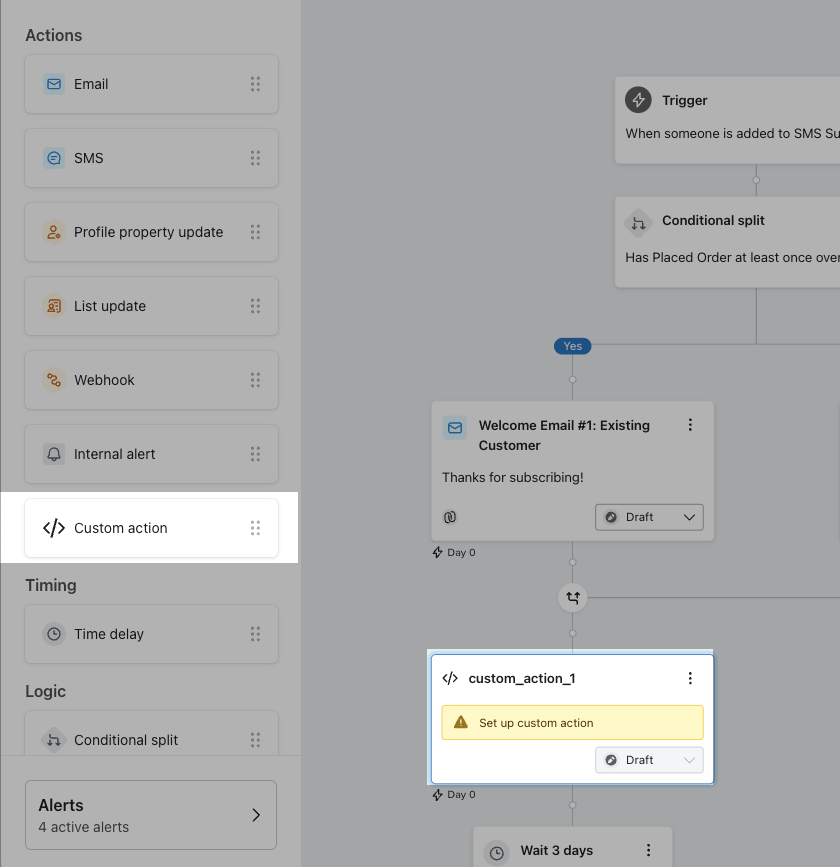 Custom action in the flow builder