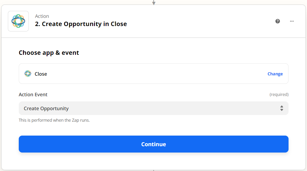 Select the Create Opportunity action on Close